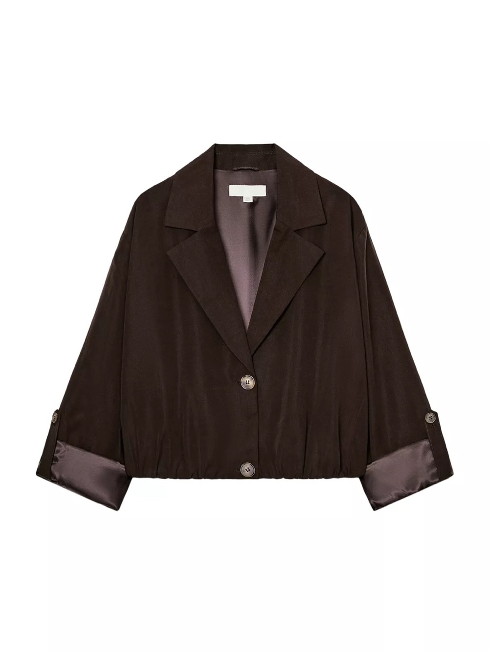 NWT Zara Woman ELASTIC HEM CROPPED JACKET Brown Size XL